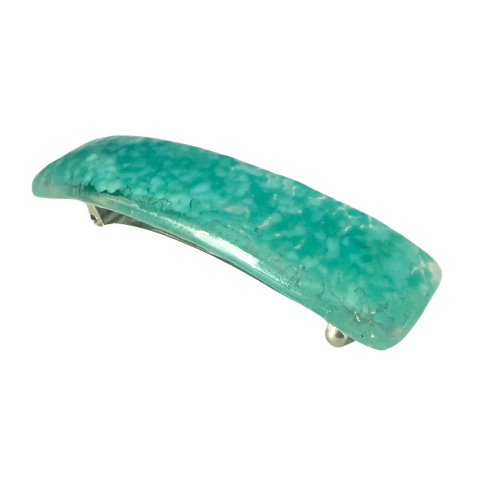 Handmade Teal Glass Hair Clip Barrette